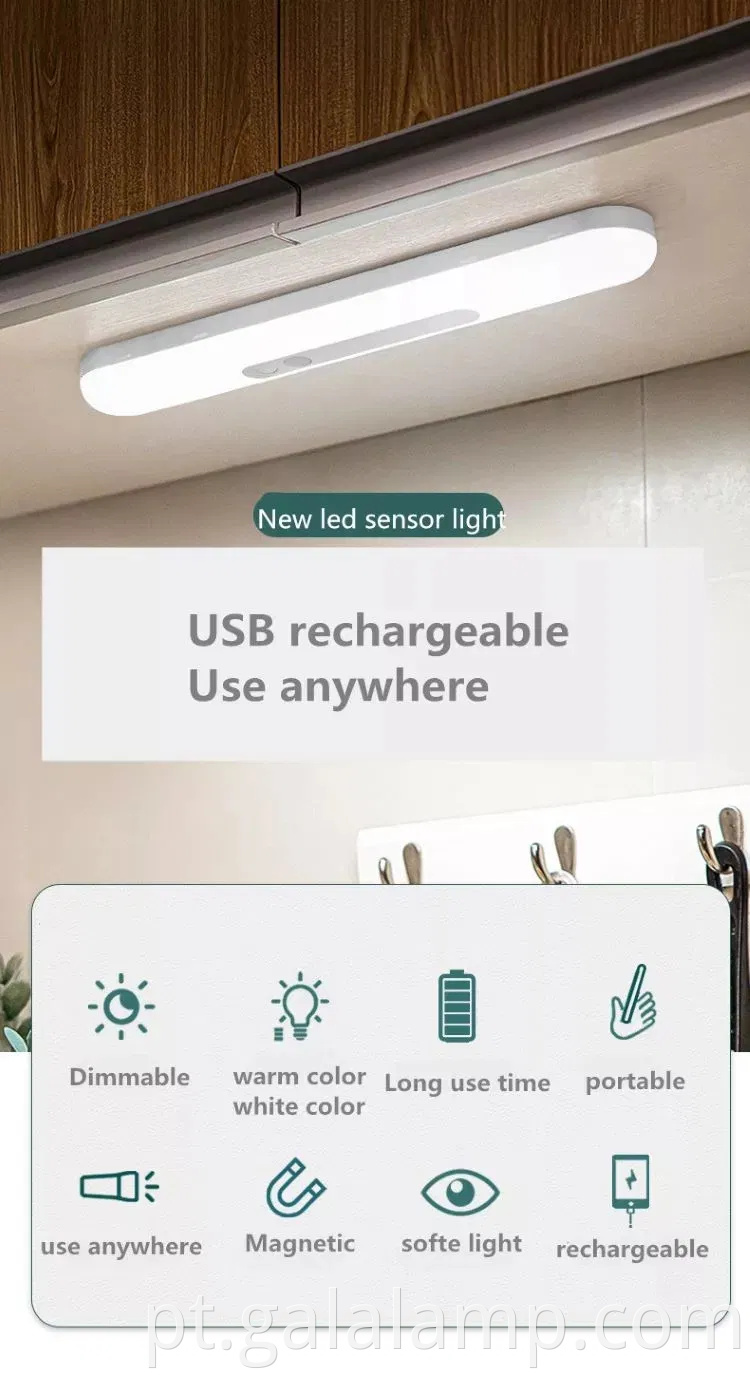 Indução magnética sem fio luz LED para armários e armários